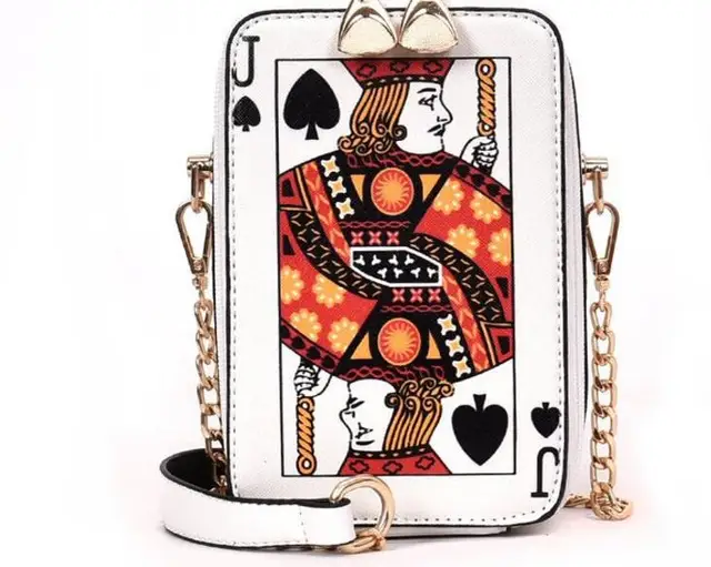 Women chain shoulder crossbody bag fun poker card leisure fashion