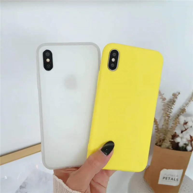 Мягкий чехол карамельных цветов для iPhone X 8 7 6S 6 Plus лимонно желтый приятный на
