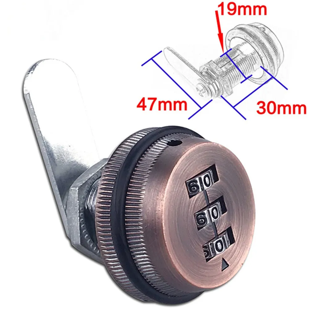 Комбинируемый шкаф замок 3-значный пароль ключ меньше замки для выдвижных ящиков безопасности дома флажковый замок из цинкового сплава, цинковый сплав Комплектующие дверей для почтового ящика - Цвет: Red Bronze