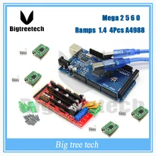 3D-принтеры комплект RepRap MendelPrusa MEGA 2560 R3 для Arduino + 1 шт. ПЛАТФОРМЫ 1.4 контроллер + 4 шт. A4988 Степпер модуль драйвера