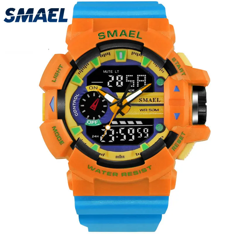 

SMEAL Digital Wristwatches Waterproof Man LED Light Fashion Dual Time Casual Watch Chronograph1436 Clock Men Sport Watches Alarm