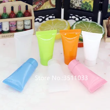

100pcs 5ml Empty Mini Cosmetic Soft Tube Scrub Hoses PE Soft squeeze bottles 5cc Plastic Soft Container Tube Orange Yellow 5g