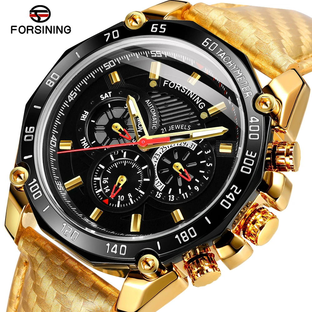 

Forsining Steampunk Men's Sport Automatic Mechanical Watches Top Brand Luxury Golden Male Wristwatches Relogio Masculino Dourado