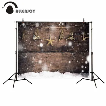 

Allenjoy children snow shiny wood wall floor photography background stars deer ornaments board kid baby shower photo backdrop