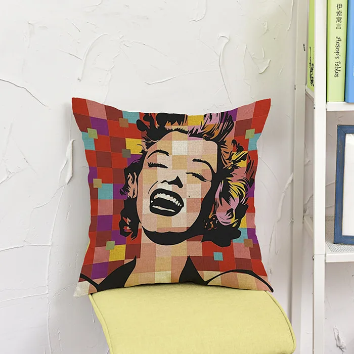 17 видов конструкций Ретро Мэрилин Монро Подушка рисунок в стиле поп-арт льняная диванная подушка для кресла 18 дюймов квадратная подушка для гостиной - Цвет: Бургундия