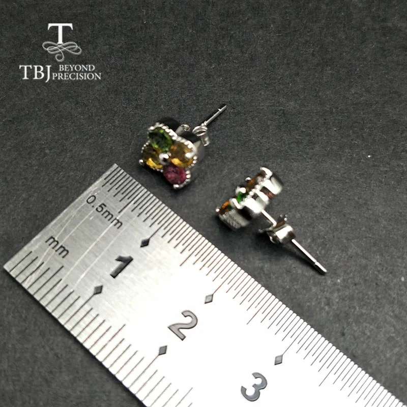 Женская романтическая серьга из турмалина TBJ милая маленькая серебряная