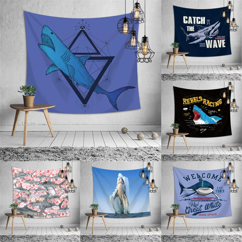 

Wall Tapestry Visual Shark 3D Printing Wall Handing Tapestry Wall Cloth Tapestries Bedding for Apartment Interior Home Decor Art