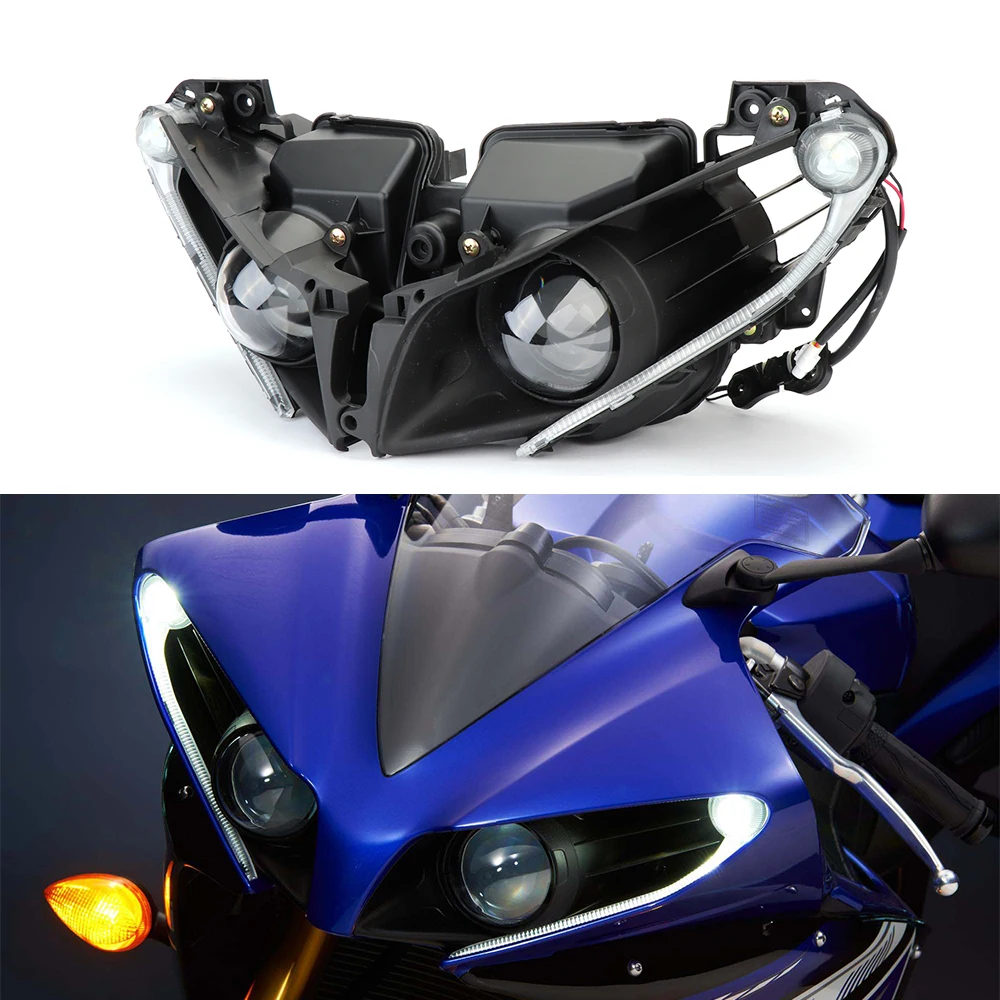 Головной светильник KEMiMOTO для Yamaha YZF R1 YZF-R1 2012 2013, головной светильник, прозрачные аксессуары для мотоциклов