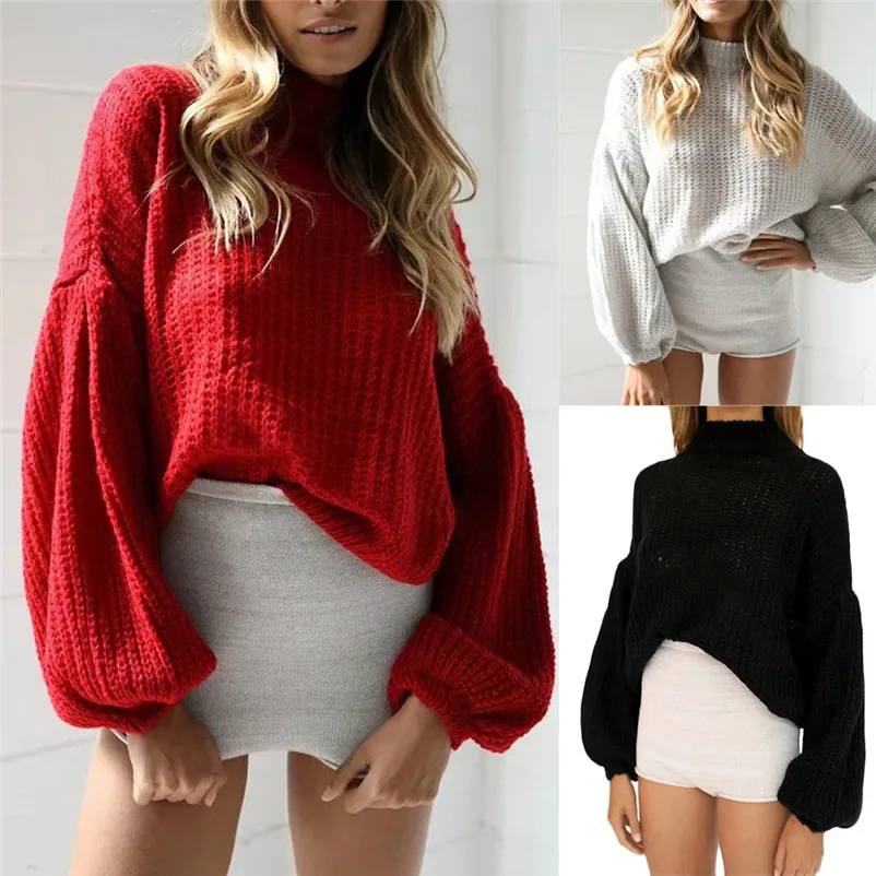 High quality sweater women winter 2018 Casual Fashion Sleeve Round Neck Long Sleeve female Solid Sweater Top Blouse O05#N (12)