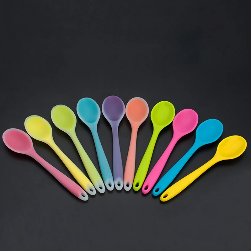 

Home Use Mini Silicone Soup Spoon Colorful Heat Resistant Spoons Kitchenware Cooking Tools Utensil Color Random