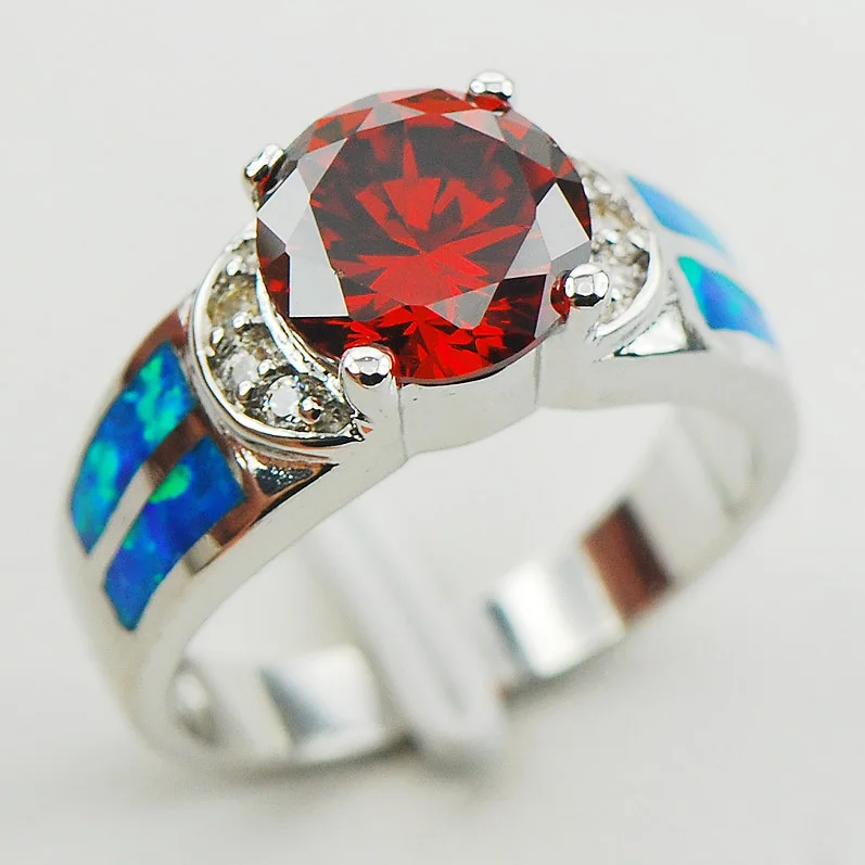 fire opal and garnet ring