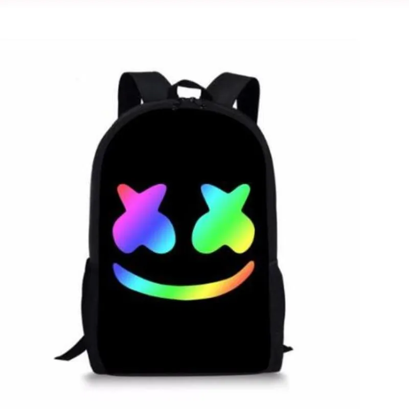 

DJ Marshmello Guy School Bag for Teenager Boys and Girls Kids Personized Schoolbag Marshmallow face Smile Hip-hop Funny Backpack