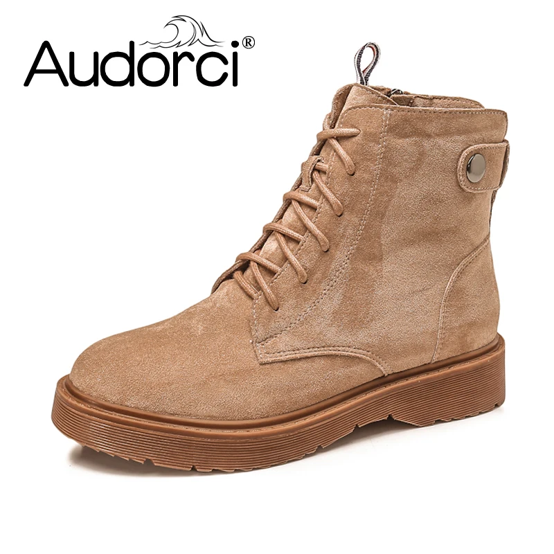 

Audorci 2018 Fashion Women Ankle Boots Woman Winter Outdoor Keep Warm Snow Boot Female Comfortable Lace Up Shoe Plus Size 34-43