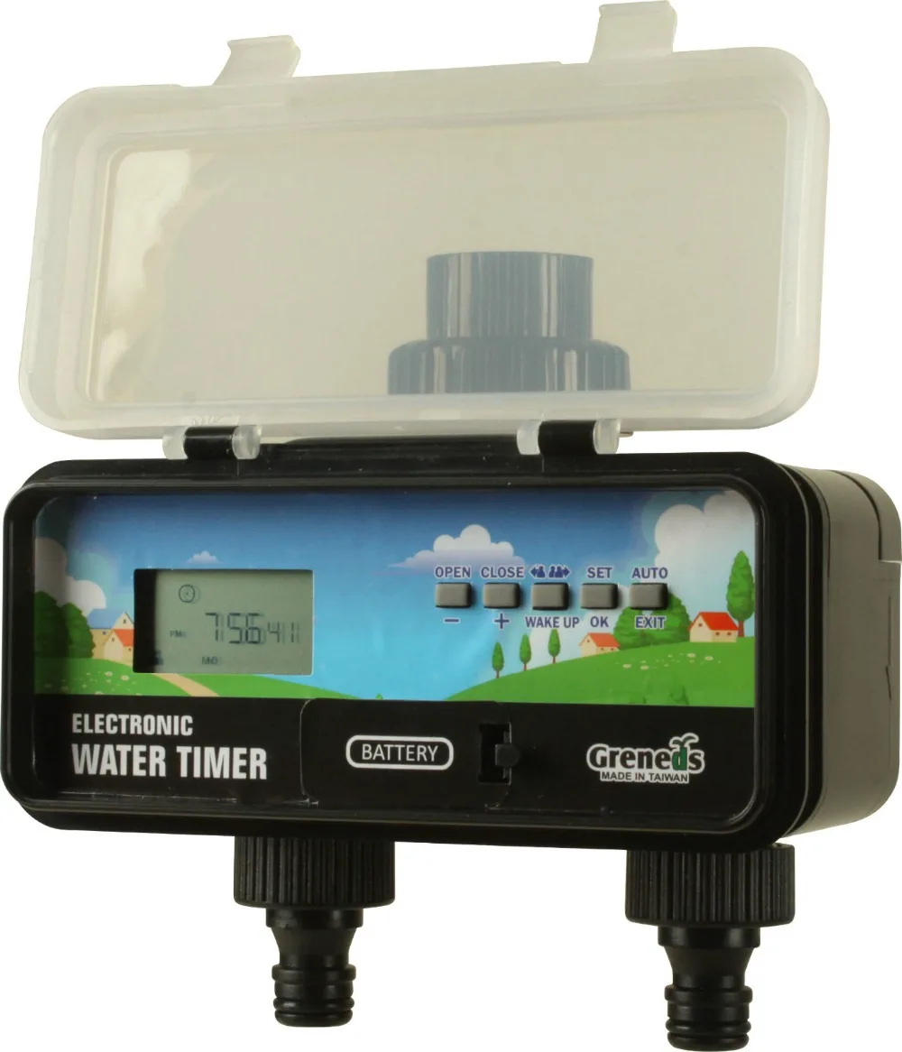 

LCD digital electronic water timer garden irrigation controller 2 outlets 5 keys to setting program adopt solenoid valve