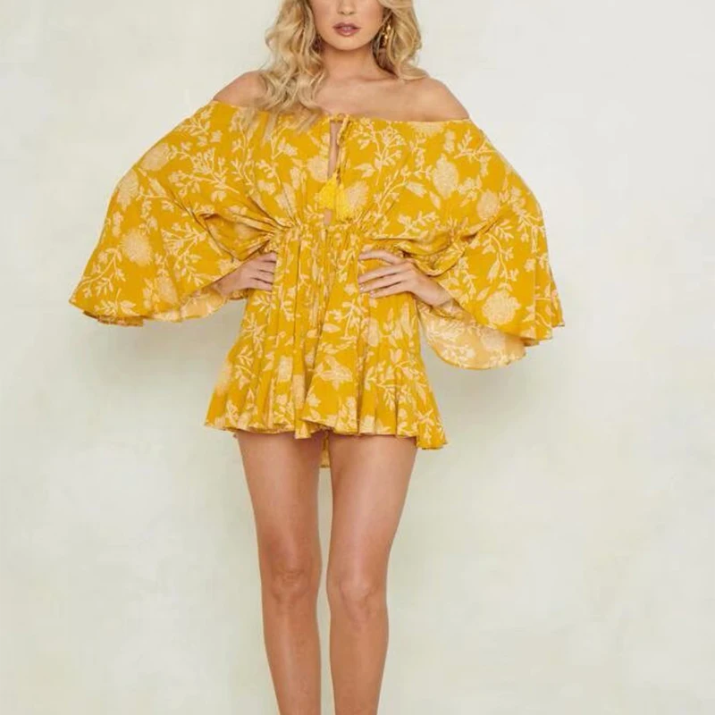 IUURANUS Ruffles Summer Vintage Women Casual Playsuits Print Off Shoulder 2019 Short Jumpsuit Rompers Bohemian Playsuit IUURANUS Ruffles Summer Vintage Women Casual Playsuits Print Off Shoulder 2019 Short Jumpsuit Rompers Bohemian Playsuit