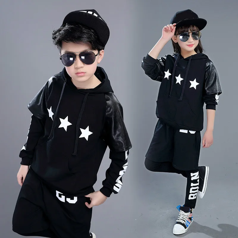

Children Hip Hop Dancing Costumes Boys Girls Jazz Dance Wear Costumes Children Stage Performance Costume Top + Short + Leggings