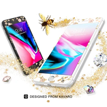 

Original Kingxbar For iPhone 7 8 Plus Tempered Glass Screen Protector For iPhone 8 7 Plus 9H Full Glass With Crystals Rhinestone