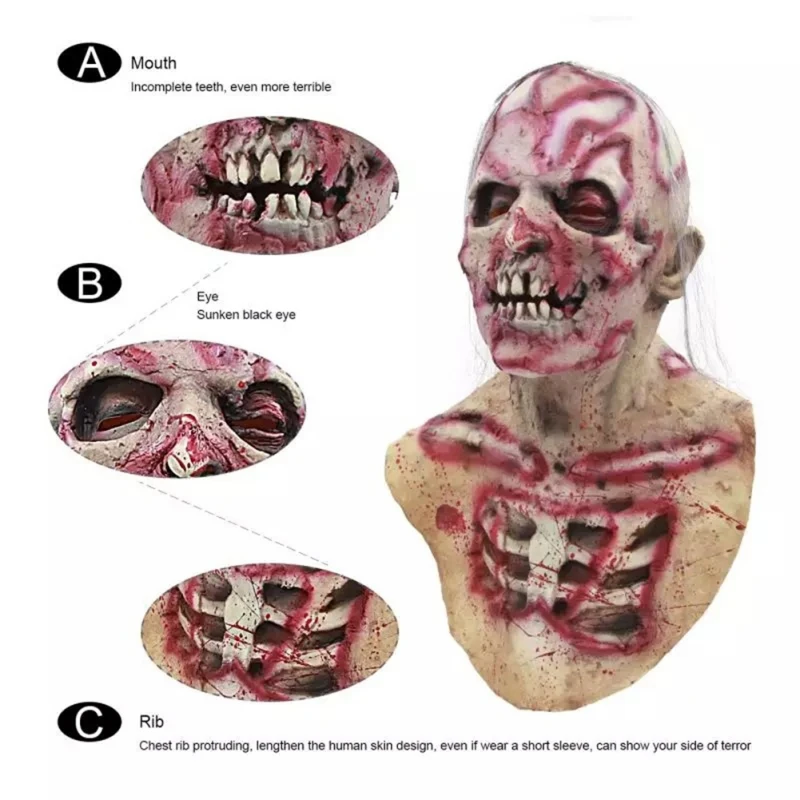 

Halloween Mask Horror Latex Zombie Mask Halloween Dress Up Props Scary Halloween Festive Party Supplies