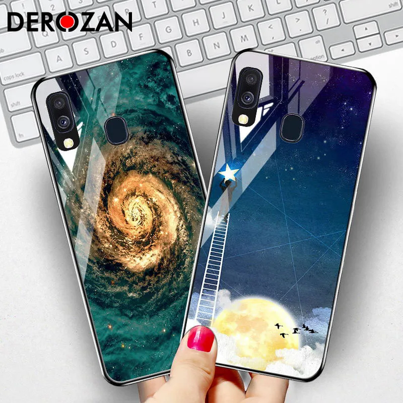 

Tempered Painted Glass Case For Meizu V8 Pro Cases Coque Star Space Back Cover On the For Meizu Note 9 8 Covers Bumper Funda
