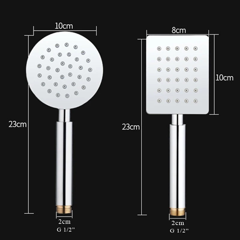 Bathroom Stainless Steel Hand Shower Polished Shower Hose Mounting Bracket Square Circular Electroplating shower head