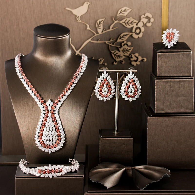 LAN PALACE индийские украшения красочные multi камни для невесты роскошные кубический цирконий ювелирные наборы parure bijoux femme mariage