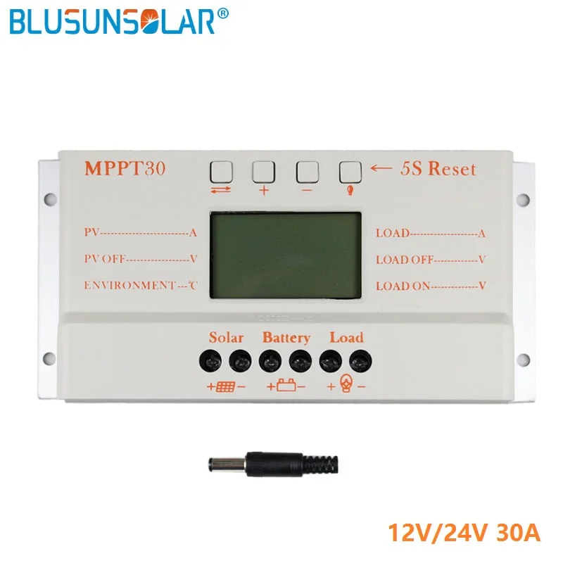 ЖК-экран Защита от перегрузки 10A 20A 30A интеллектуальное MPPT Солнечное зарядное устройство регулятор контроллер с USB выходным портом