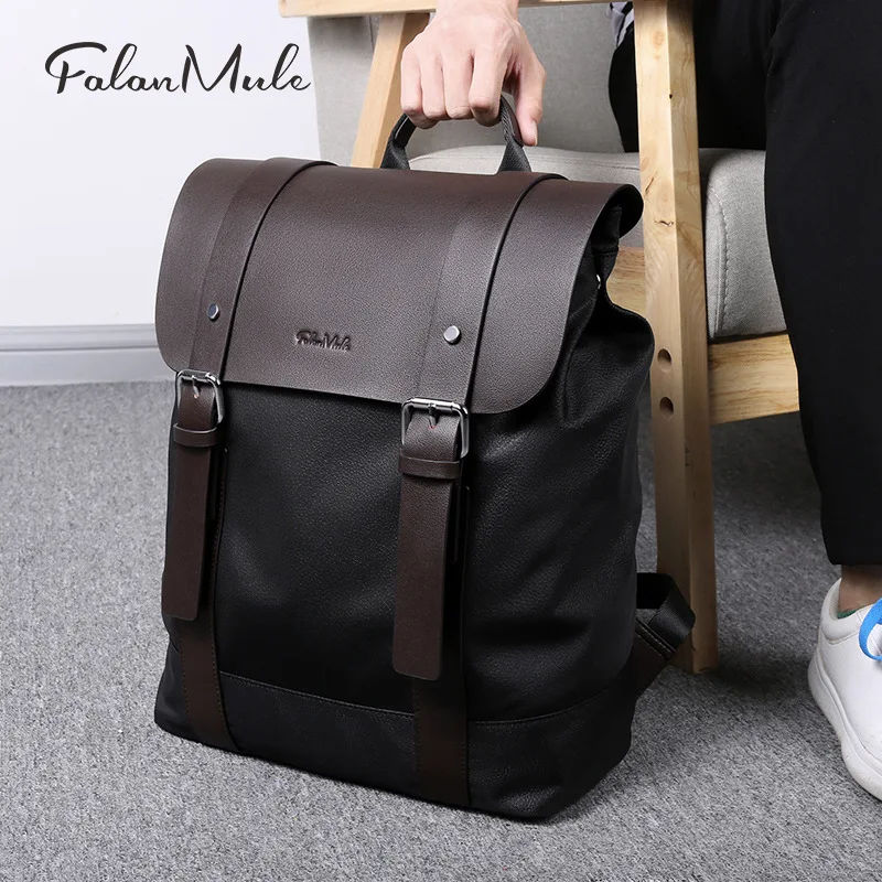 

Brand Leather Backpack Large Capacity Retro Design Men Shoulder Bag Waterproof Laptop Backpack fashion Business Travel Bag