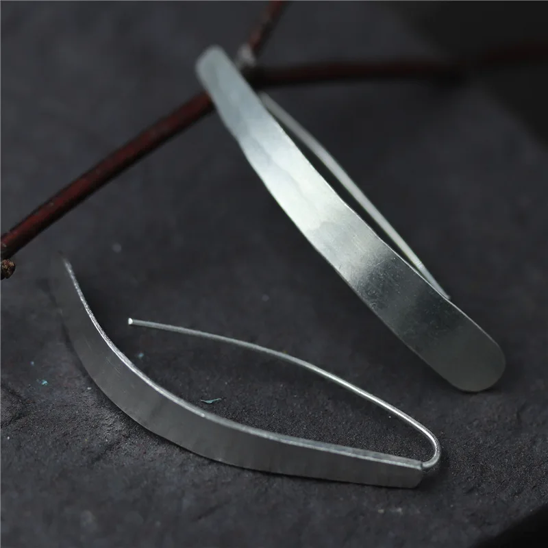 

C&R Real 925 Sterling Silver Earrings for Women Long Geometric Thai Silver Drop Earrings Handmade Fine Jewelry