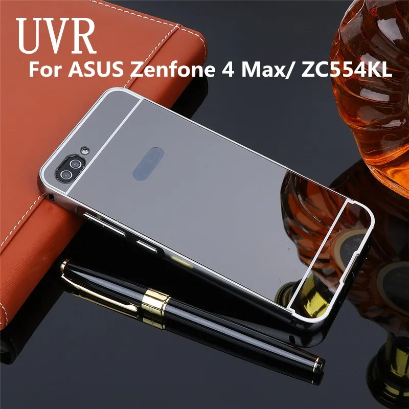 

UVR For ASUS 4 Max Case Plating Aluminum Metal Frame + Ultra Slim Mirror PC Back Cover Cases For Asus ZenFone 4 Max ZC554KL