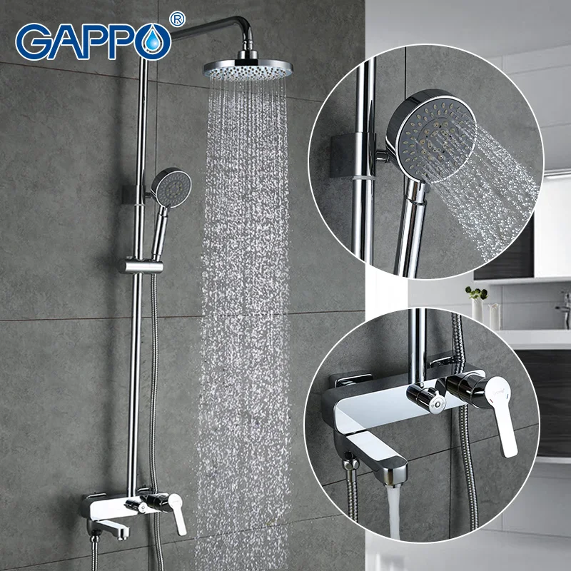 Frap High Quality Chrome Bath Shower Faucets Set Bathtub Mixer Faucet With Hand Sprayer Wall Mounted Bathroom Exposed Tap F2416