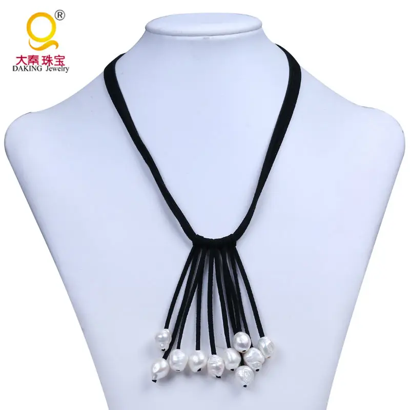 Graceful Jewelry Pearl Necklace Black Korean Velvet Rope Chain Beads