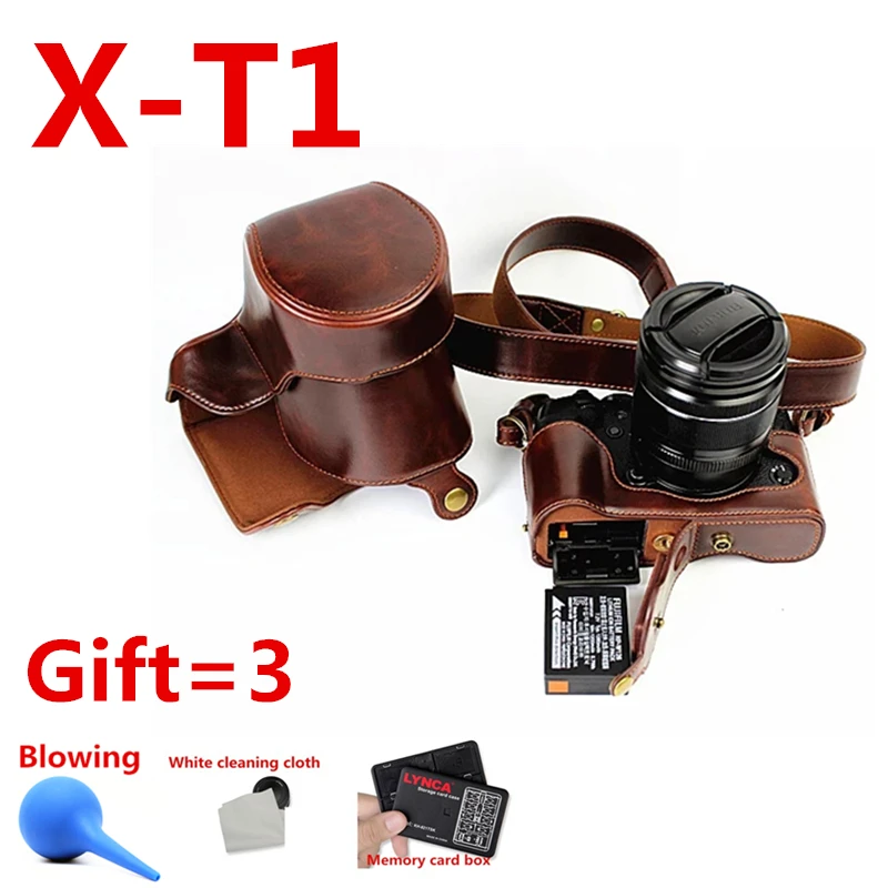 

New Luxury PU Leather Video camera case bag for Fujifilm FUJI XT1 X-T1 16-50MM With Strap Open battery 3 Color