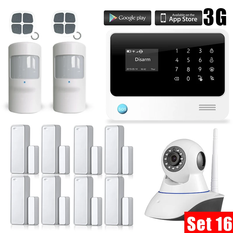

3G WiFi GSM Security Alarm System IOS Android APP Control Wireless Smart Home Burglar Alarm Sensor Alarm Kit
