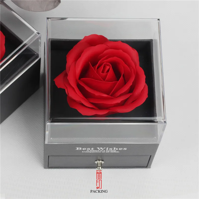 Romantic Surprise Eternal Flower Jewelry Box, Necklace Pendant Box, Double Drawer Gift Box