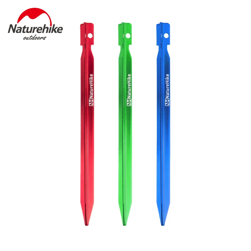 

Naturehike 8pcs tent nails Aluminum pegs 18 cm long tent nail tents peg outdoor desert beach tent nails three-faceted peg