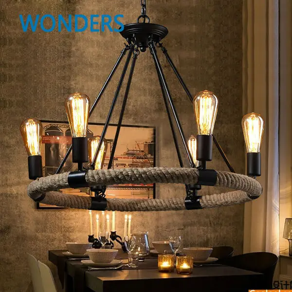 American Village Retro Pendant Lamp Creative Pastoral Rustic Country Style Rope Pendant Lights Cafe Restaurant Bar Bookstore american village restaurant bar pendant light creative combination bedroom minimalist pendant lights project fg561 lu1020
