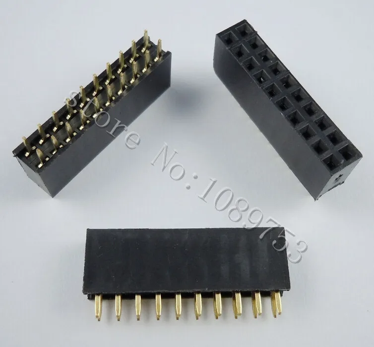 50pcs 2x10 Pin 2.54mm Double Row Female Pin Header 20P PCB Socket Connector 2 x 20p 2 54mm double row pin headers smd female connector plug black 2 pcs