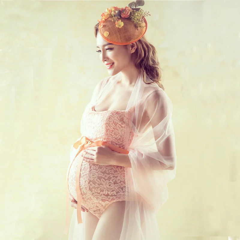 

Fancy Maternity Gown Photography Lace Dresses Props Pregnant Women Pregnancy Photo Shoot Bodysuit Baby Showers Props Clothes