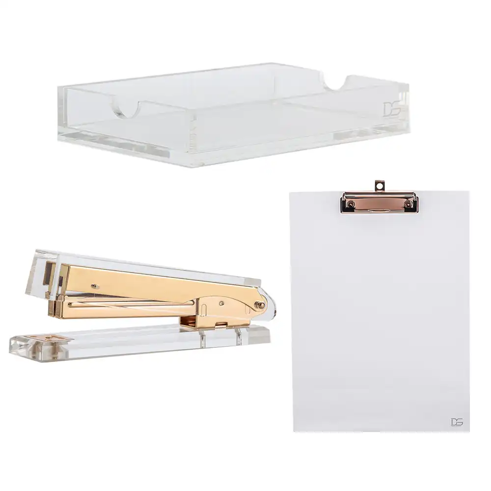 3 шт/setClear memo pad Note держатель + прозрачный акриловый буфер + акриловый степлер Настольный комплект - изображение