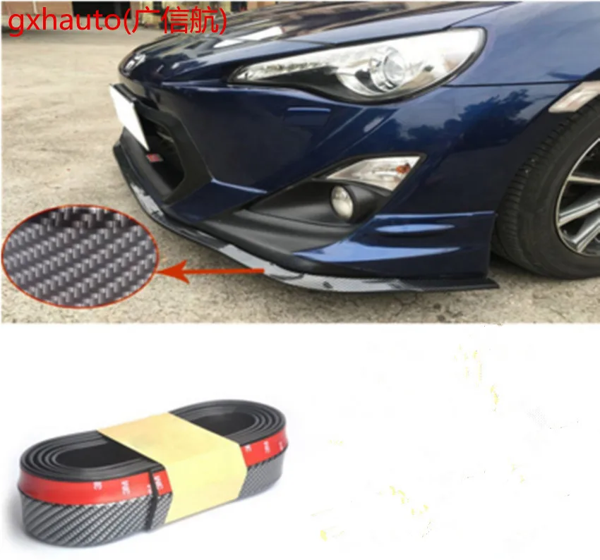 

2.5M Carbon Fiber Car Styling Strips Sticker Body Kit Wrap Protector Protcetion Front Bumper Scratches Guard Lip Rubber Clips