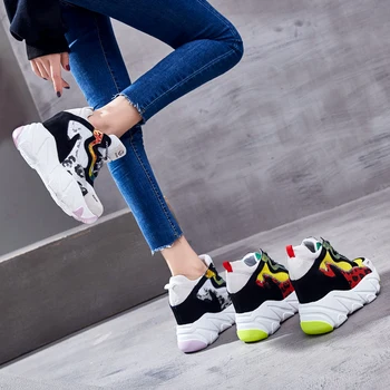 

SWYIVY Women Summer Shoes Platform Sneakers 2019 New Mesh Female Casual Shoes Wedge Chunky Heels Sneakers Green Dad Shoe