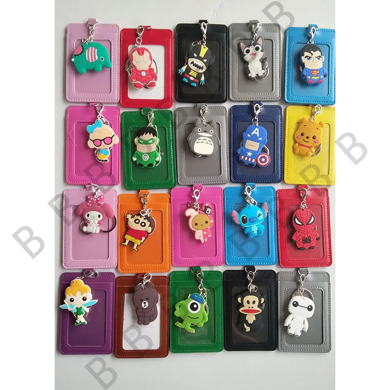 

Cartoon Name Credit Card Holders Women Men PU Bank Card Neck Strap Card Bus ID holders candy colors Identity badge PY171