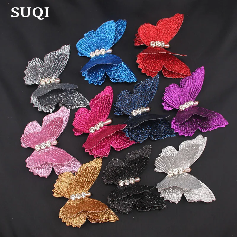 SUQI Броши Булавки с бабочками для женщин блестящая пудра платье шляпа Одежда булавки ювелирные изделия брошь стразы аксессуары