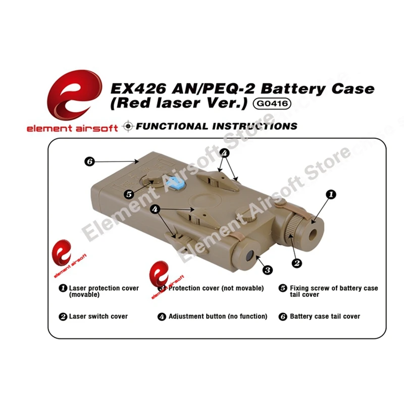 Чехол для аккумулятора Element Airsoft AN/PEQ-2 с красным лазером версия без функции PEQ box EX426