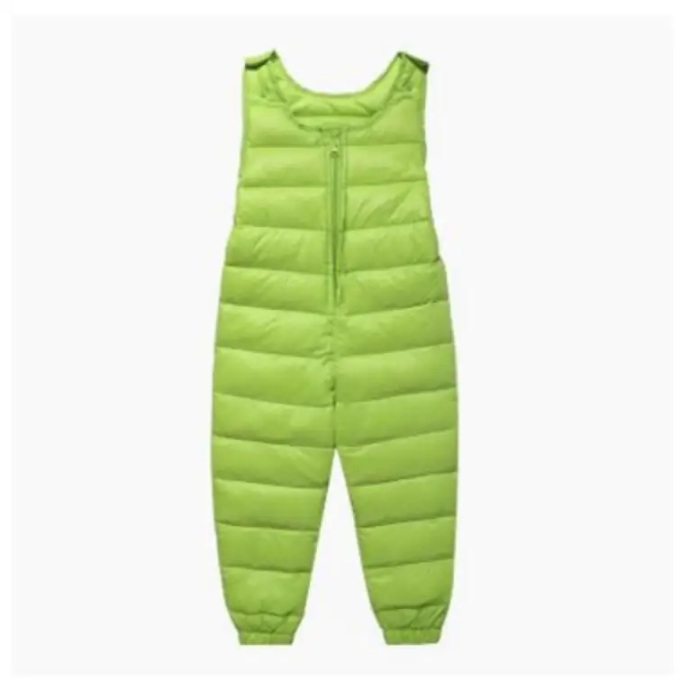 Детские теплые штаны на лямках для девочек и мальчиков, зимний пуховый комбинезон, комбинезон, костюм детские повседневные Комбинезоны, комплекты одежды - Цвет: Зеленый