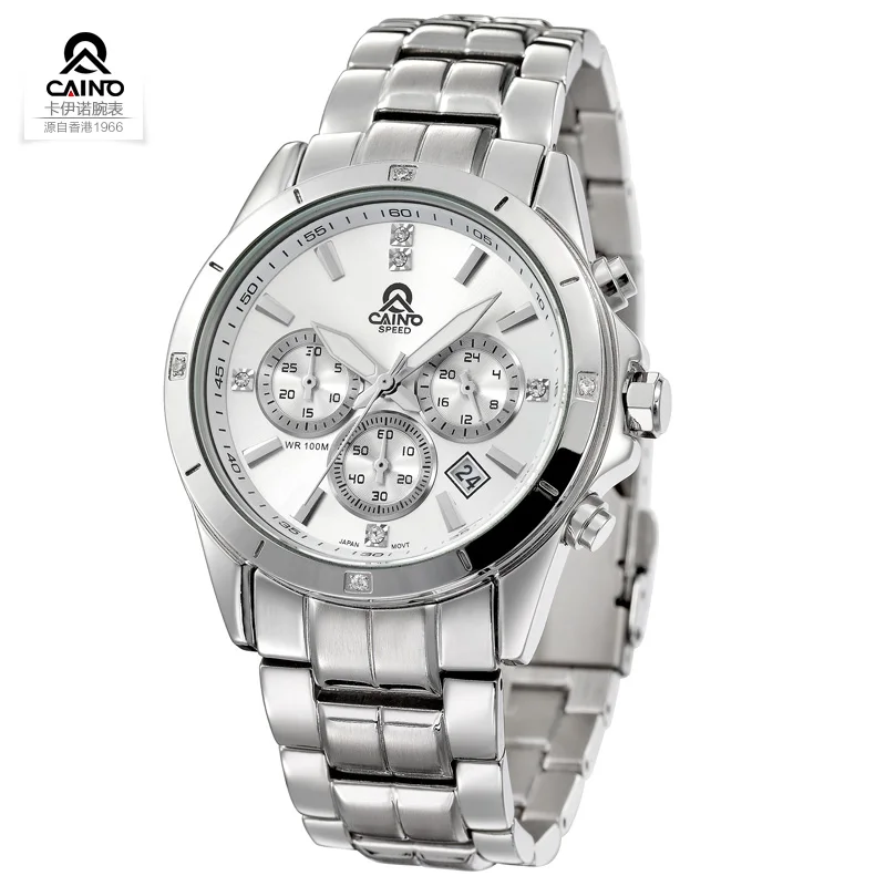 CAINO Fashion Full Steel Sports Quartz Watch For Man Military Chronograph Wrist Watches Men Army Business