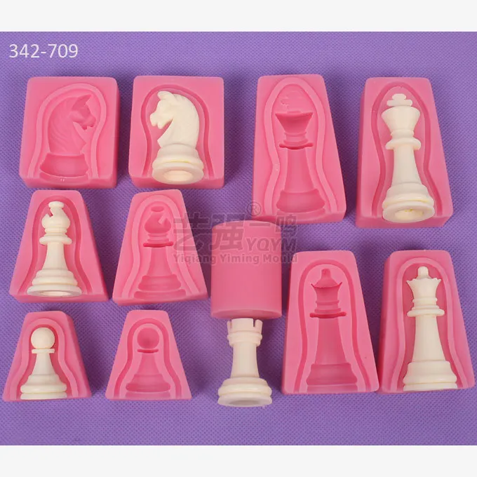 12pcs Set International Chess King Queen Knight Rook Pawn Bishop Double Sided Fondant Cake Chocolate Molds