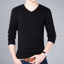 Свитер Для мужчин брендовая одежда осень-зима Новое поступление тонкий теплые свитера v-образным вырезом пуловер Для мужчин Рождественский топ Для мужчин одежда