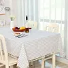 Dot Plaid Table Cloth Dinner Rectangular Antiderapant Tablecloth Home Kitchen Tischdecke Decor Stripe Table Cover Lace Tassel ► Photo 2/5