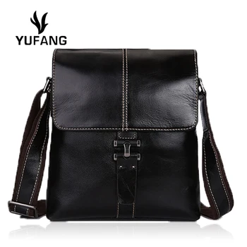 

YUFANG Male Messenger Bag Genuine Leather Vintage Men Bag England Style Shoulder Bag Men Vertical Daily Business Bag